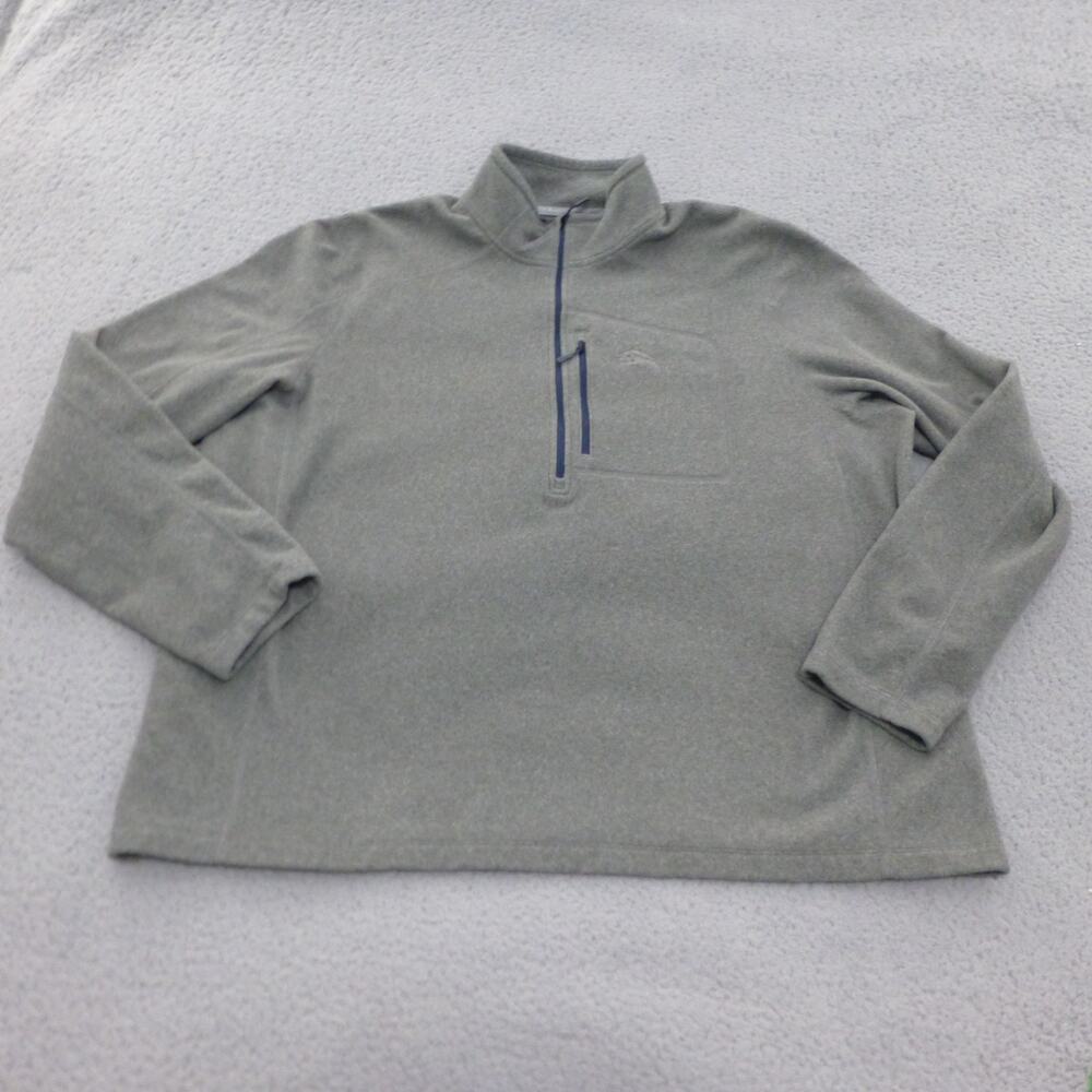 LL Bean Sweater Mens XXL Slightly Fitted 1/4 Zip Gray Fleece Outdoor Hiking